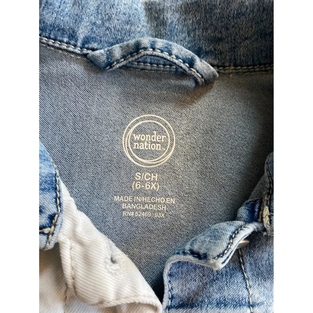 Wonder Nation Girls Colorblock Denim Jacket Blue White Size S 6-6X Trucker‎ Jean